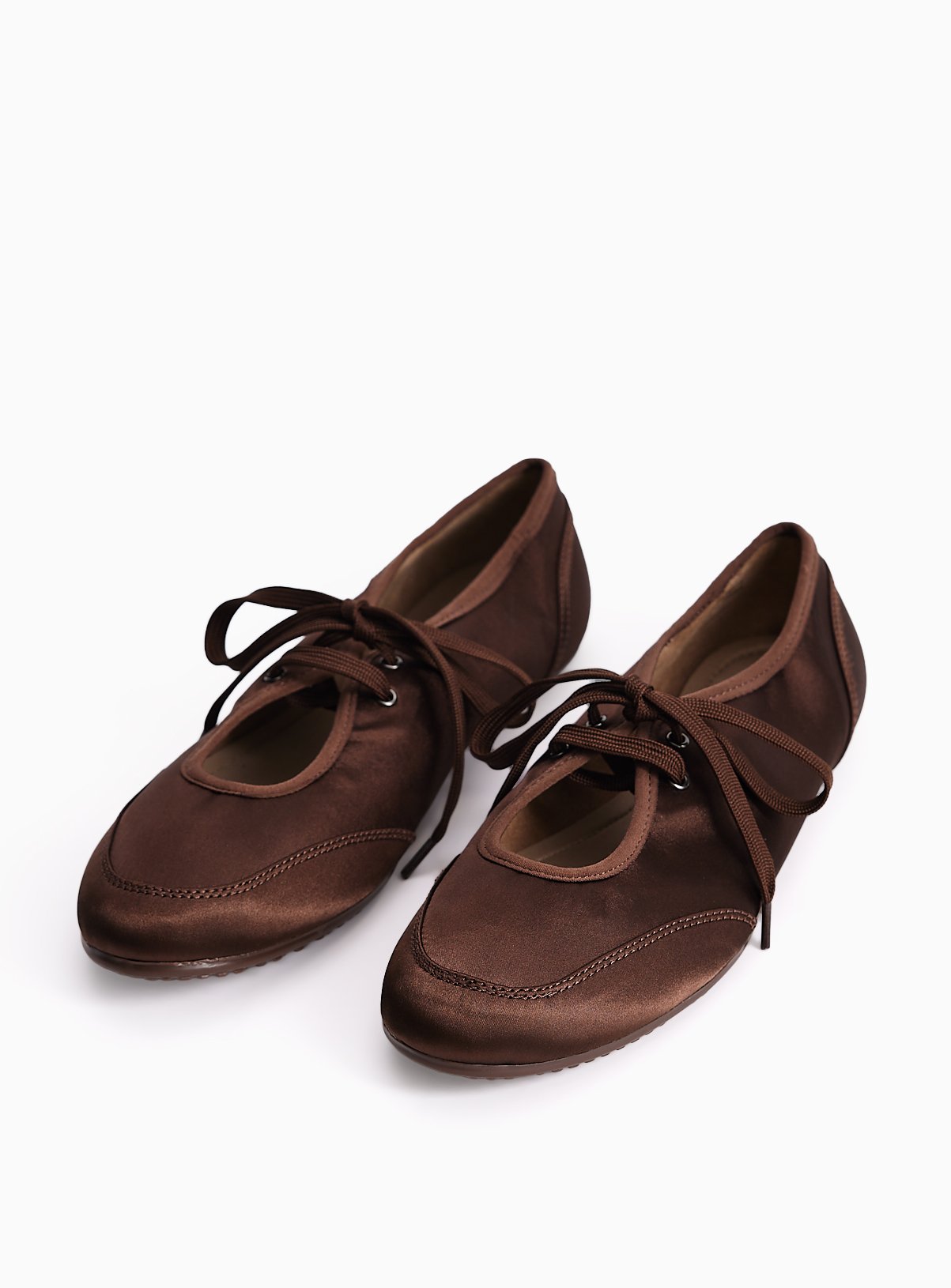 Chocolate Satin Sporty Ballerina Shoes 7 - Image 1 thumbnail